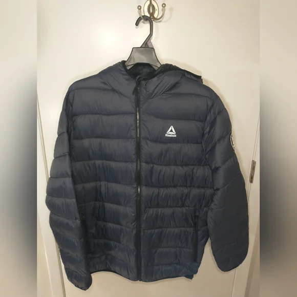 Reebok Men's and Big Men's Packable Puffer Jacket, Sizes 2XL , Charcoal Color.